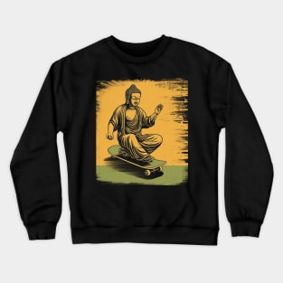 Buddha Skateboarding | Retro Skateboard | Funny Buddha #4 Crewneck Sweatshirt